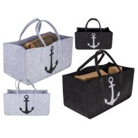 OOTB Grau Filztasche für Kaminholz mit Anker ca. 25 x 50 cm
