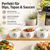 Boltze Dipschalen Set Grillparty 7-teilig mit Bambus-Tablett