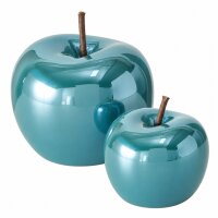 Dekofigur Apfel Set 8/14cm Blau Petrol Dolomit moderne Tischdeko