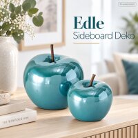 Dekofigur Apfel Set 8/14cm Blau Petrol Dolomit moderne Tischdeko