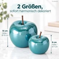 Dekofigur Apfel Set 8/14cm Blau Petrol Dolomit moderne Tischdeko