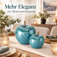 Dekofigur Apfel Set 8/14cm Blau Petrol Dolomit moderne Tischdeko