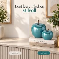 Dekofigur Apfel Set 8/14cm Blau Petrol Dolomit moderne Tischdeko