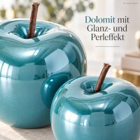 Dekofigur Apfel Set 8/14cm Blau Petrol Dolomit moderne Tischdeko