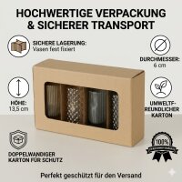Flaschenvasen Set 14cm Grau Beige Rauchgrau Glas für Sideboard
