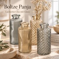 Flaschenvasen Set 14cm Grau Beige Rauchgrau Glas für Sideboard
