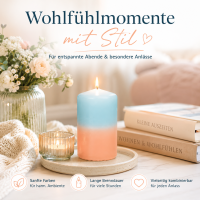 Stumpenkerze mit Farbverlauf Apricot-Türkis
