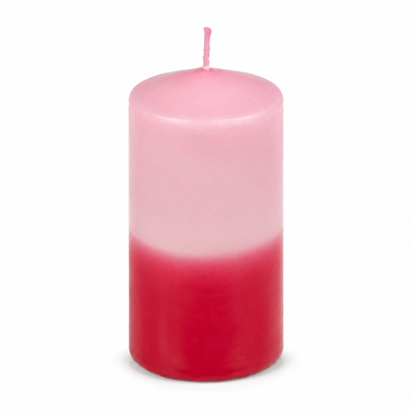Stumpenkerze mit Farbverlauf Rosa-Rot