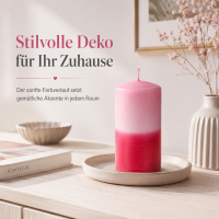 Stumpenkerze mit Farbverlauf Rosa-Rot