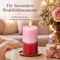 Stumpenkerze mit Farbverlauf Rosa-Rot