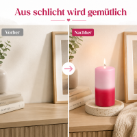 Stumpenkerze mit Farbverlauf Rosa-Rot