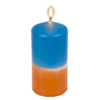 Stumpenkerze mit Farbverlauf Orange-Blau