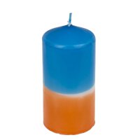 Stumpenkerze mit Farbverlauf Orange-Blau