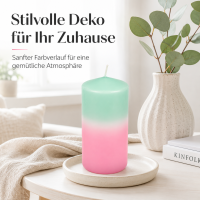 Stumpenkerze mit Farbverlauf Rosa-Mint