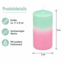 Stumpenkerze mit Farbverlauf Rosa-Mint