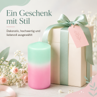 Stumpenkerze mit Farbverlauf Rosa-Mint