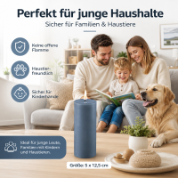 Deluxe Homeart LED Kerze mit Timerfunktion Ice Blue