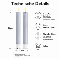 Deluxe Homeart LED Stabkerze mit Timerfunktion Ice Blue