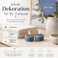 Deluxe Homeart Teelicht 2er Set mit Timerfunktion Ice Blue