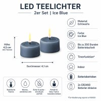 Deluxe Homeart Teelicht 2er Set mit Timerfunktion Ice Blue