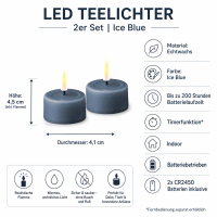 Deluxe Homeart Teelicht 2er Set mit Timerfunktion Ice Blue