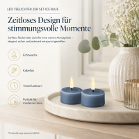 Deluxe Homeart Teelicht 2er Set mit Timerfunktion Ice Blue