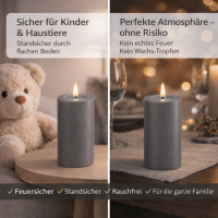 LED Kerze mit Timerfunktion Grau