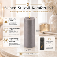 Deluxe Homeart LED Kerze mit Timerfunktion Grau