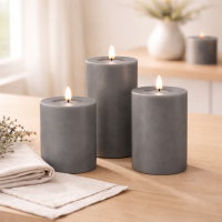 Deluxe Homeart LED Kerze mit Timerfunktion Grau