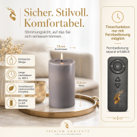 Deluxe Homeart LED Kerze mit Timerfunktion Grau