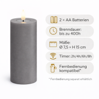 Deluxe Homeart LED Kerze mit Timerfunktion Grau