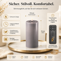 Deluxe Homeart LED Kerze mit Timerfunktion Grau