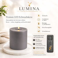 Deluxe Homeart LED Kerze mit Timerfunktion Grau