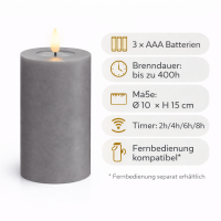 Deluxe Homeart LED Kerze mit Timerfunktion Grau