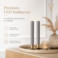 Deluxe Homeart LED Stabkerze mit Timerfunktion Grau