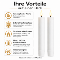 Deluxe Homeart LED Stabkerze mit Timerfunktion Weiß