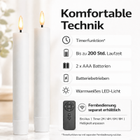 Deluxe Homeart LED Stabkerze mit Timerfunktion Weiß