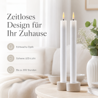 Deluxe Homeart LED Stabkerze mit Timerfunktion Weiß