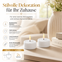 Deluxe Homeart Teelicht 2er Set mit Timerfunktion Weiß