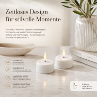 Deluxe Homeart Teelicht 2er Set mit Timerfunktion Weiß