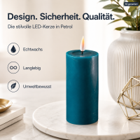 Deluxe Homeart LED Kerze mit Timerfunktion Petrol