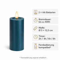 Deluxe Homeart LED Kerze mit Timerfunktion Petrol
