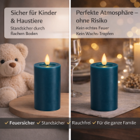 Deluxe Homeart LED Kerze mit Timerfunktion Petrol