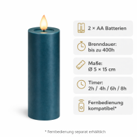 Deluxe Homeart LED Kerze mit Timerfunktion Petrol