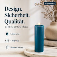 Deluxe Homeart LED Kerze mit Timerfunktion Petrol