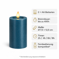 Deluxe Homeart LED Kerze mit Timerfunktion Petrol