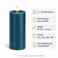 Deluxe Homeart LED Kerze mit Timerfunktion Petrol