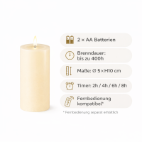 Deluxe Homeart LED Kerze mit Timerfunktion Creme