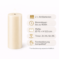Deluxe Homeart LED Kerze mit Timerfunktion Creme