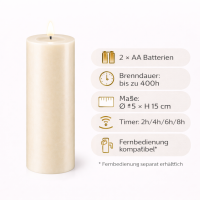 Deluxe Homeart LED Kerze mit Timerfunktion Creme